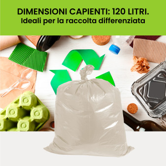 Sacchi Ambra Plastica HDPE Raccolta Differenziata 120L 90x120cm