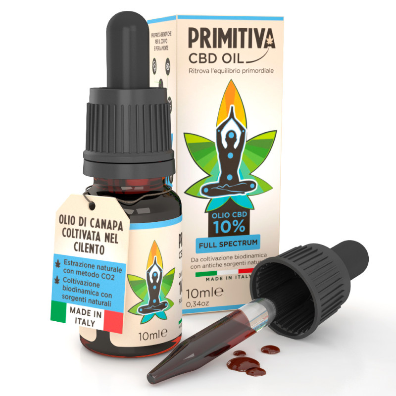 Primitiva Olio CBD 10% Estratto di Canapa Naturale Flacone da 10ml