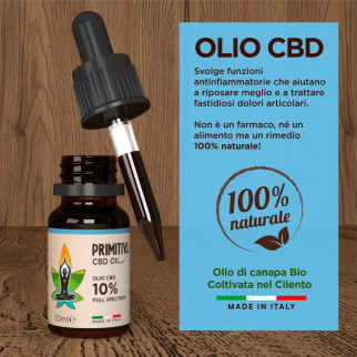 Primitiva Olio CBD 10% Estratto di Canapa Naturale Flacone da 10ml
