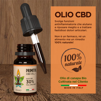 Primitiva Olio CBD 30% Estratto di Canapa Naturale Flacone da 10ml