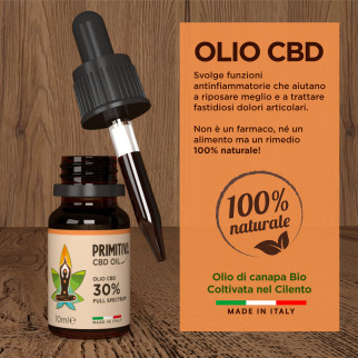 Primitiva Olio CBD 30% Estratto di Canapa Naturale Flacone da 10ml