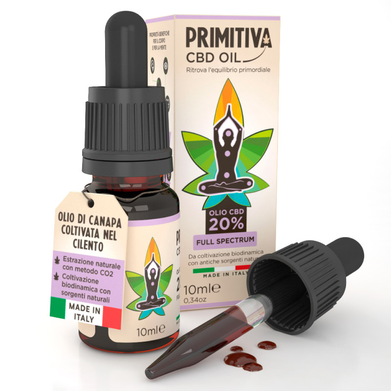 Primitiva Olio CBD 20% Estratto di Canapa Naturale Flacone da 10ml
