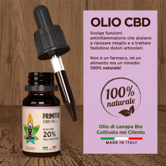 Primitiva Olio CBD 20% Estratto di Canapa Naturale Flacone da 10ml