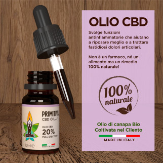 Primitiva Olio CBD 20% Estratto di Canapa Naturale Flacone da 10ml