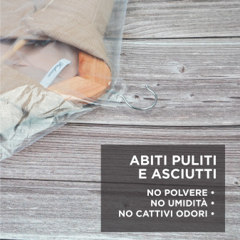 Sacchetti Porta Abiti in Plastica Trasparenti Impermeabili da 60x100cm