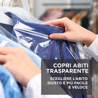Sacchetti Porta Abiti in Plastica Trasparenti Impermeabili da 60x100cm