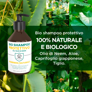 Bio Pet Shampoo Protettivo Olio di Neem Cani Gatti - Flacone da 250 ml