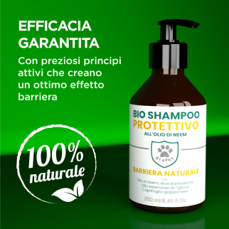 Bio Pet Shampoo Protettivo Olio di Neem Cani Gatti - Flacone da 250 ml