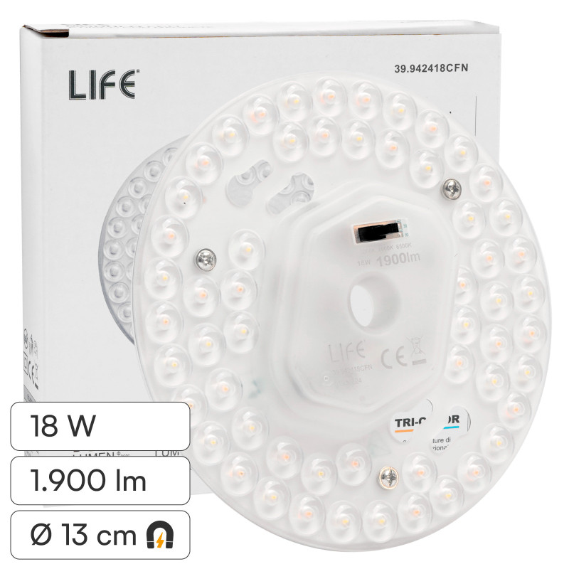 Life Modulo LED CCT Circolare con Magneti 18W per Plafoniere