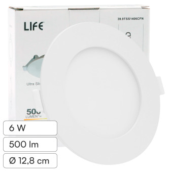 Life Mini Pannello LED Rotondo 6W Ø128mm da Incasso Bianco Opaco