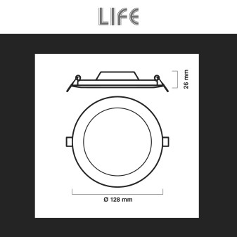 Life Mini Pannello LED Rotondo 6W Ø128mm da Incasso Bianco Opaco