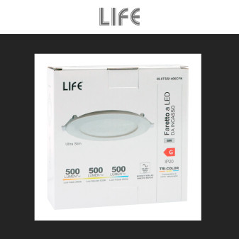 Life Mini Pannello LED Rotondo 6W Ø128mm da Incasso Bianco Opaco