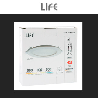 Life Mini Pannello LED Rotondo 6W Ø128mm da Incasso Bianco Opaco