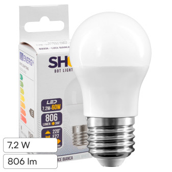 Lampadina LED E27 7,2W MiniGlobo Bot Lighting Shot G45