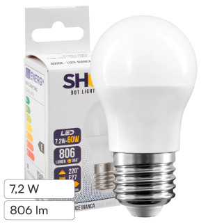 Lampadina LED E27 7,2W MiniGlobo Bot Lighting Shot G45