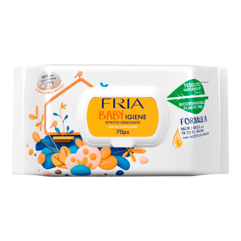 Fria Baby Igiene 70 Salviette Idratanti con Olio di Argan
