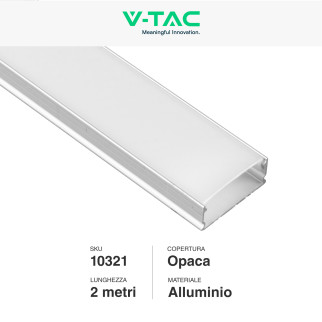 VT-8157 Profilo in Alluminio da 2m per Strisce LED V-Tac
