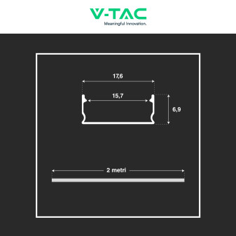 VT-8157 Profilo in Alluminio da 2m per Strisce LED V-Tac