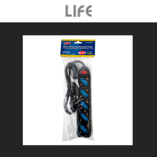 Life Multipresa con Interruttore 5 prese Schuko Spina 16A 2P + T Nera