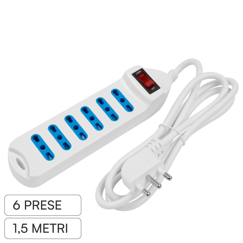 Life Multipresa 6 Prese Bipasso 10/16A 2P+T e Spina 16A 2P+T 90°