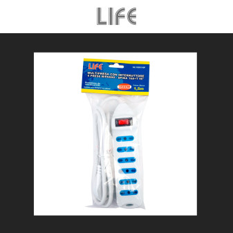 Life Multipresa 6 Prese Bipasso 10/16A 2P+T e Spina 16A 2P+T 90°