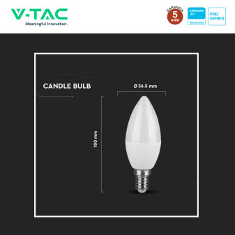 Lampadina LED E14 6,5W Candela C37 SMD Chip Samsung V-Tac Pro