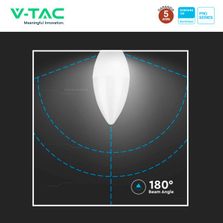 Lampadina LED E14 6,5W Candela C37 SMD Chip Samsung V-Tac Pro