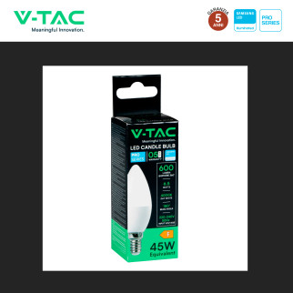Lampadina LED E14 6,5W Candela C37 SMD Chip Samsung V-Tac Pro