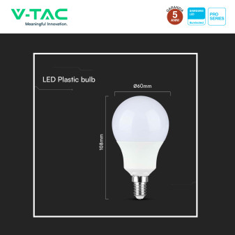 VT-269 Lampadina LED E14 8,5W A60 Goccia SMD Chip Samsung V-Tac Pro
