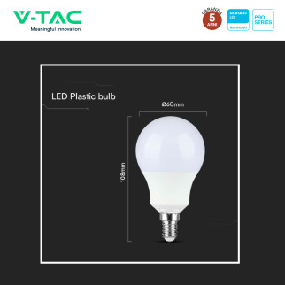 VT-269 Lampadina LED E14 8,5W A60 Goccia SMD Chip Samsung V-Tac Pro