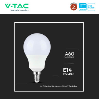 VT-269 Lampadina LED E14 8,5W A60 Goccia SMD Chip Samsung V-Tac Pro