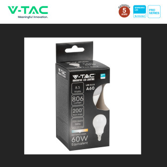 VT-269 Lampadina LED E14 8,5W A60 Goccia SMD Chip Samsung V-Tac Pro
