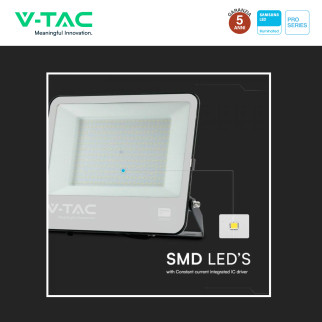 VT-44204 Faro LED 200W SMD Chip Samsung IP65 Colore Nero V-Tac