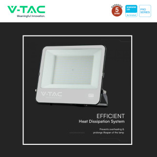 VT-44204 Faro LED 200W SMD Chip Samsung IP65 Colore Nero V-Tac