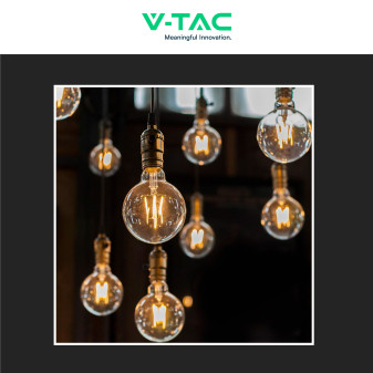 VT-1956 Lampadina LED E27 6W Globo G125 Filament Vetro V-Tac