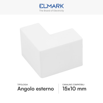 Elmark Angolo Esterno per 2 Canaline Passacavi 15x10mm
