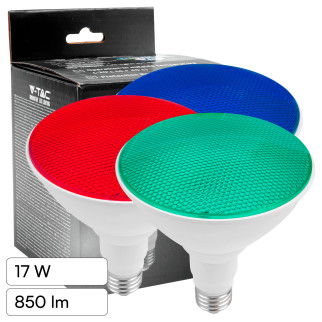 VT-1227 Lampada LED E27 17W PAR38 SMD Rossa Blu Verde