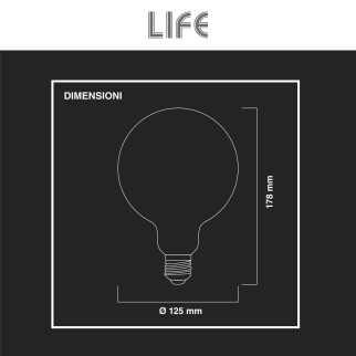 Life Lampadina LED E27 18W Globo G125 Filament Vetro