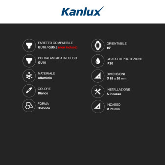 Kanlux DALLA DTO-W Portafaretto Orientabile con Portalampada