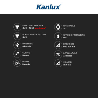 Kanlux DALLA DTO-W Portafaretto Orientabile con Portalampada