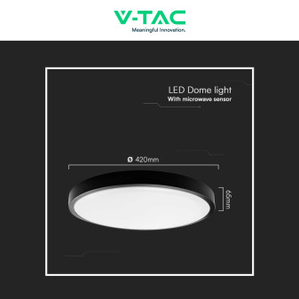 VT-8630 Plafoniera LED Rotonda 36W IP44 Colore Nero V-Tac