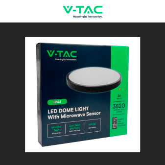 VT-8630 Plafoniera LED Rotonda 36W IP44 Colore Nero V-Tac