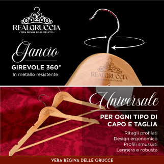 20 Grucce Legno Naturale con Barra Portapantaloni Tacche Antiscivolo