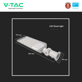 V-Tac VT-59ST Lampada Stradale LED Samsung SMD IP65 Grigio