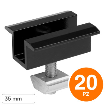 V-Tac 20 Morsetti Centrali Neri in Alluminio per Pannelli Fotovoltaici