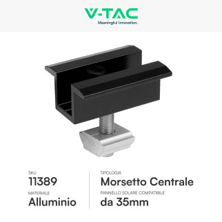 V-Tac 20 Morsetti Centrali Neri in Alluminio per Pannelli Fotovoltaici