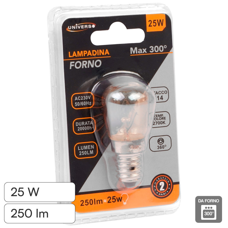 Universo Lampadina da Forno E14 25W Tubolare Incandescenza