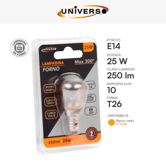 Universo Lampadina da Forno E14 25W Tubolare Incandescenza
