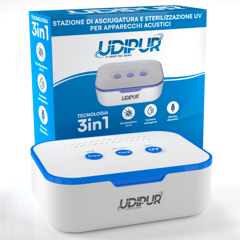 Udipur Stazione 3in1 Multifunzione per Apparecchi Acustici