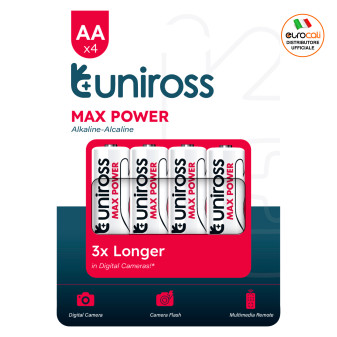 Uniross Max Power Alkaline LR6 Stilo AA 1,5V Pile Alcaline